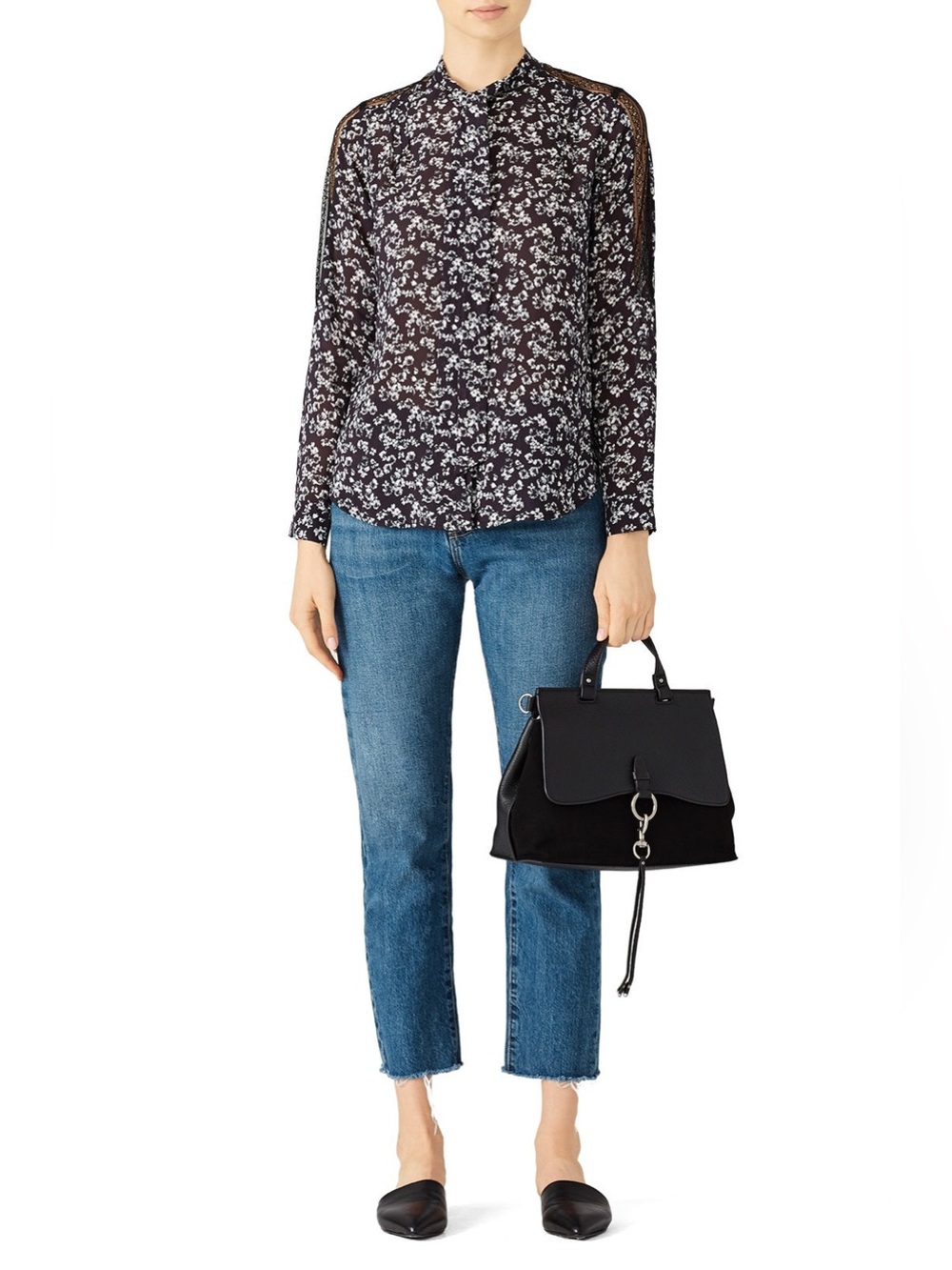 Michael Stars Lace Inset Floral Top